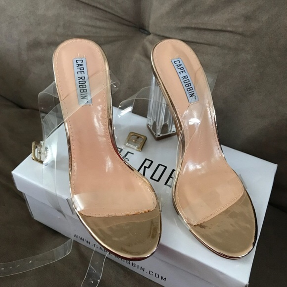Clear lucite heels